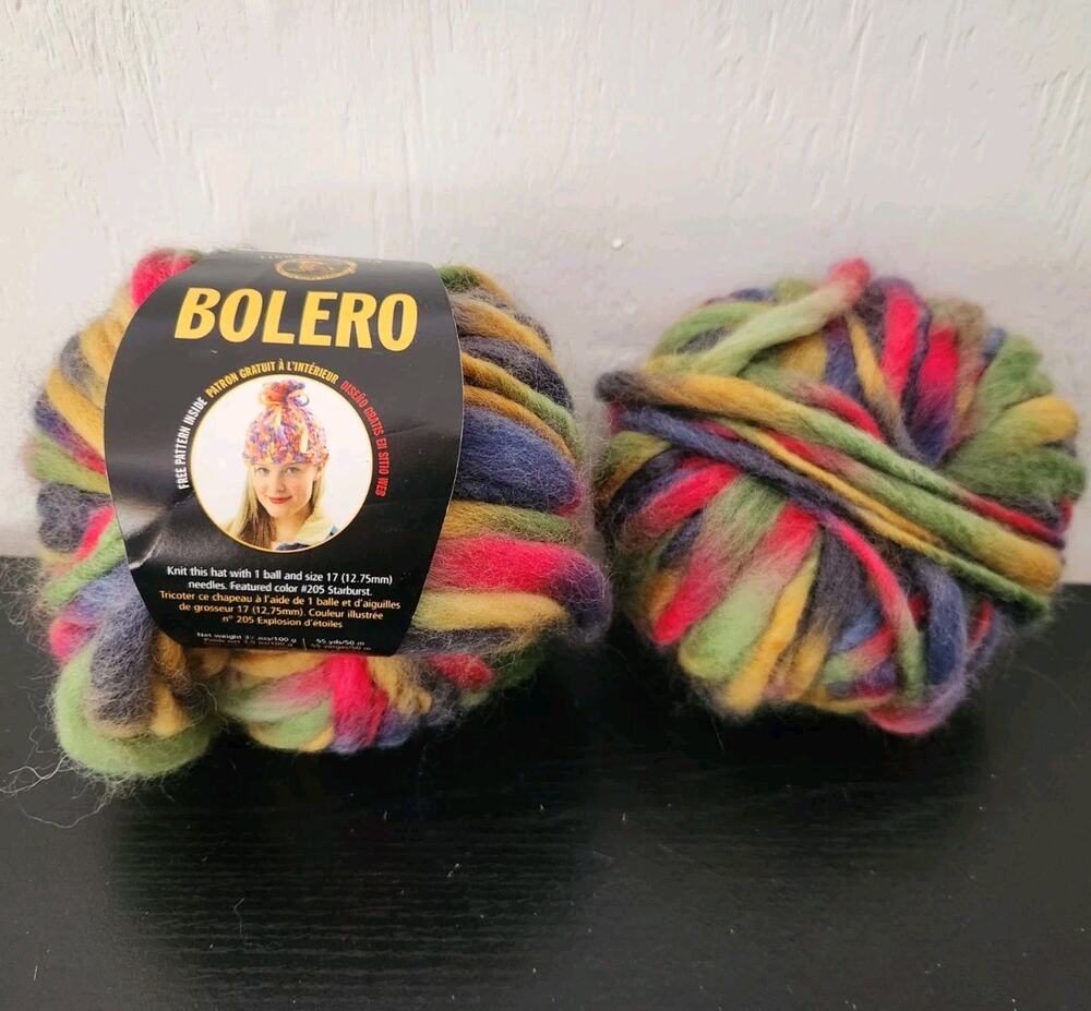 Lion Brand Bolero Wool Yarn Lot Variegated Bulky Very Berry Italy